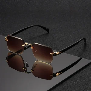 Rimless Zonnebril - Rechthoekige Shades voor Unisex